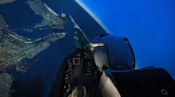 The CAE simulators provide high-fidelity simulation of the F-16 Block 70 cockpit, avionics, sensors, and weapons to practice normal flight procedures and combat tactics.