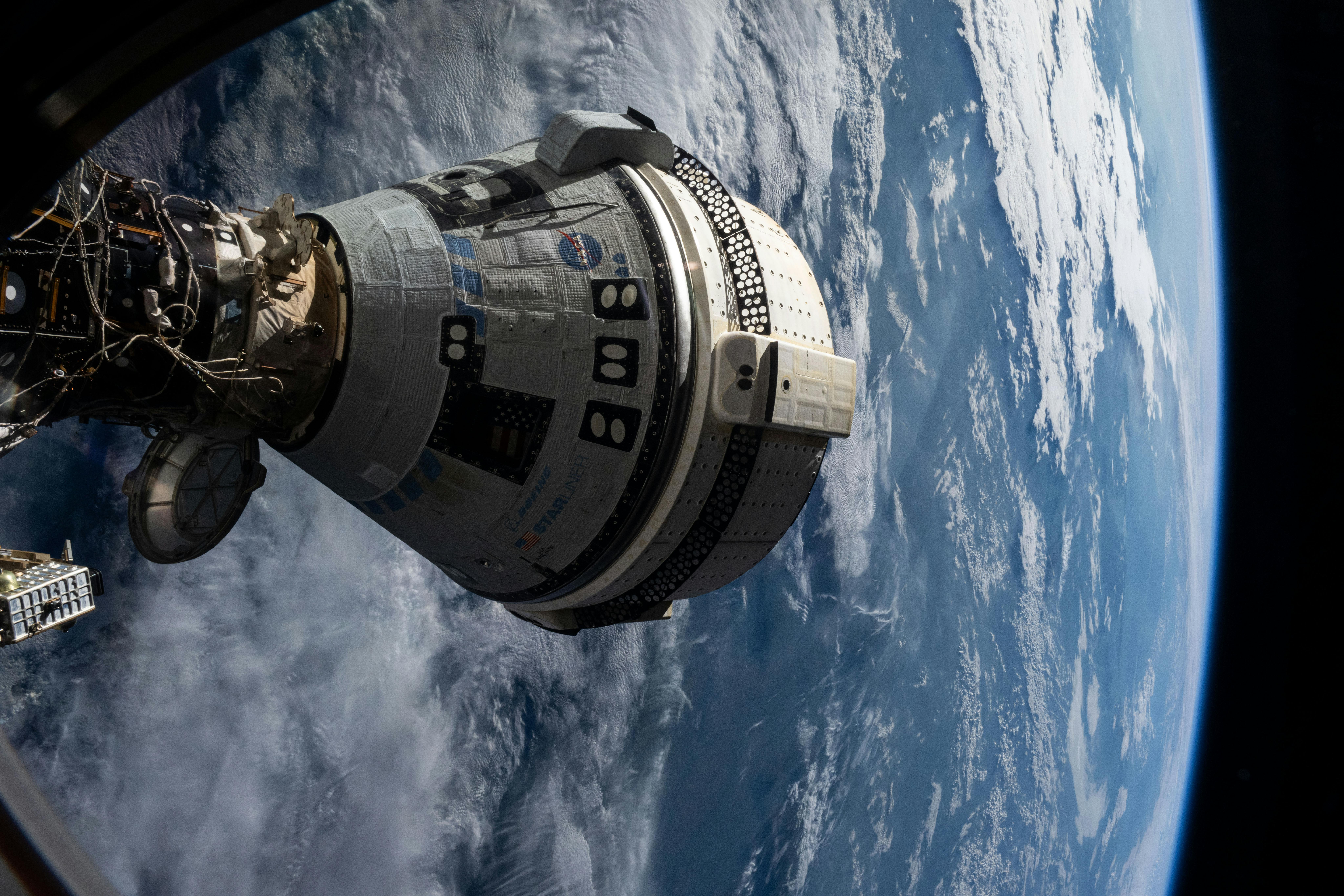Boeing&rsquo;s Starliner spacecraft, which launched NASA&rsquo;s Crew Flight Test astronauts Butch Wilmore and Suni Williams to the International Space Station is pictured docked to the Harmony module&rsquo;s forward port. Credit: NASA.