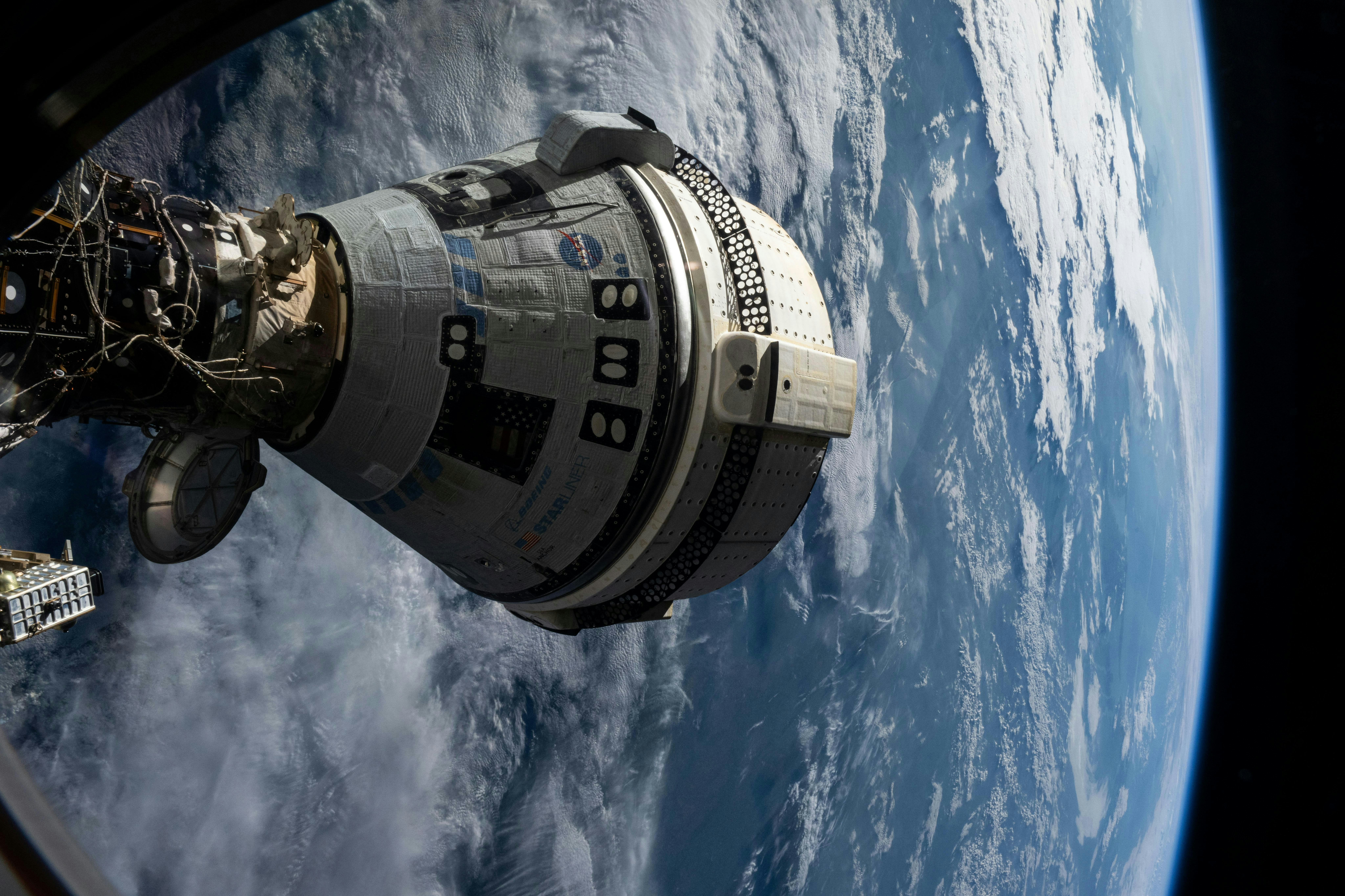 Boeing&rsquo;s Starliner spacecraft, which launched NASA&rsquo;s Crew Flight Test astronauts Butch Wilmore and Suni Williams to the International Space Station is pictured docked to the Harmony module&rsquo;s forward port. Credit: NASA.