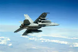 A U.S. Navy F/A-18 jet fighter-bomber carries an Advanced Anti-Radiation Guided Missile Extended Range (AARGM-ER) during a live fire test last January at Point Mugu Sea Range in California.