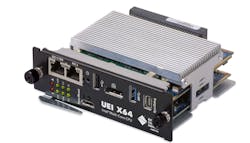 The UEI Intel x6425RE quad-core rugged computer is for programmable automation control in aerospace, defense, transportation, and automated testing applications. The UEI Intel x6425RE quad-core rugged computer is for programmable automation control in aerospace, defense, transportation, and automated testing applications.