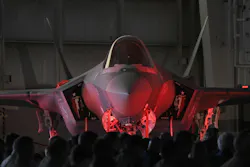 An F-35A Lightning II sits on display during an arrival ceremony at Naval Air Station Joint Reserve Base Fort Worth, Texas, in 2024. The advanced, connected fighter aircraft combines data from a variety of sensors, including advanced active electronically scanned array (AESA) radar, electro-optical distributed aperture systems, and integrated communication, navigation, and identification systems. U.S. Air Force photo by Staff Sgt. William Downs. An F-35A Lightning II sits on display during an arrival ceremony at Naval Air Station Joint Reserve Base Fort Worth, Texas, in 2024. The advanced, connected fighter aircraft combines data from a variety of sensors, including advanced active electronically scanned array (AESA) radar, electro-optical distributed aperture systems, and integrated communication, navigation, and identification systems. U.S. Air Force photo by Staff Sgt. William Downs.