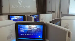 A photo of Panasonic's IFEC tech in an EgyptAir aircraft.
