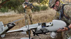 The Army AeroVironment P550 uncrewed aircraft has a 17-foot wingspan, is nine feet long, and can fly for as long as five hours with a longwave infrared reconnaissance sensor payload. Its data link works at distances from 25 to 37 miles.