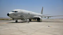 A P-8A Poseidon maritime patrol and reconnaissance aircraft, attached to the “Screaming Eagles” of Patrol Squadron 1, sits on a runway in the U.S. 5th Fleet area of operations during exercise Sentinel Shield. Navy photo.