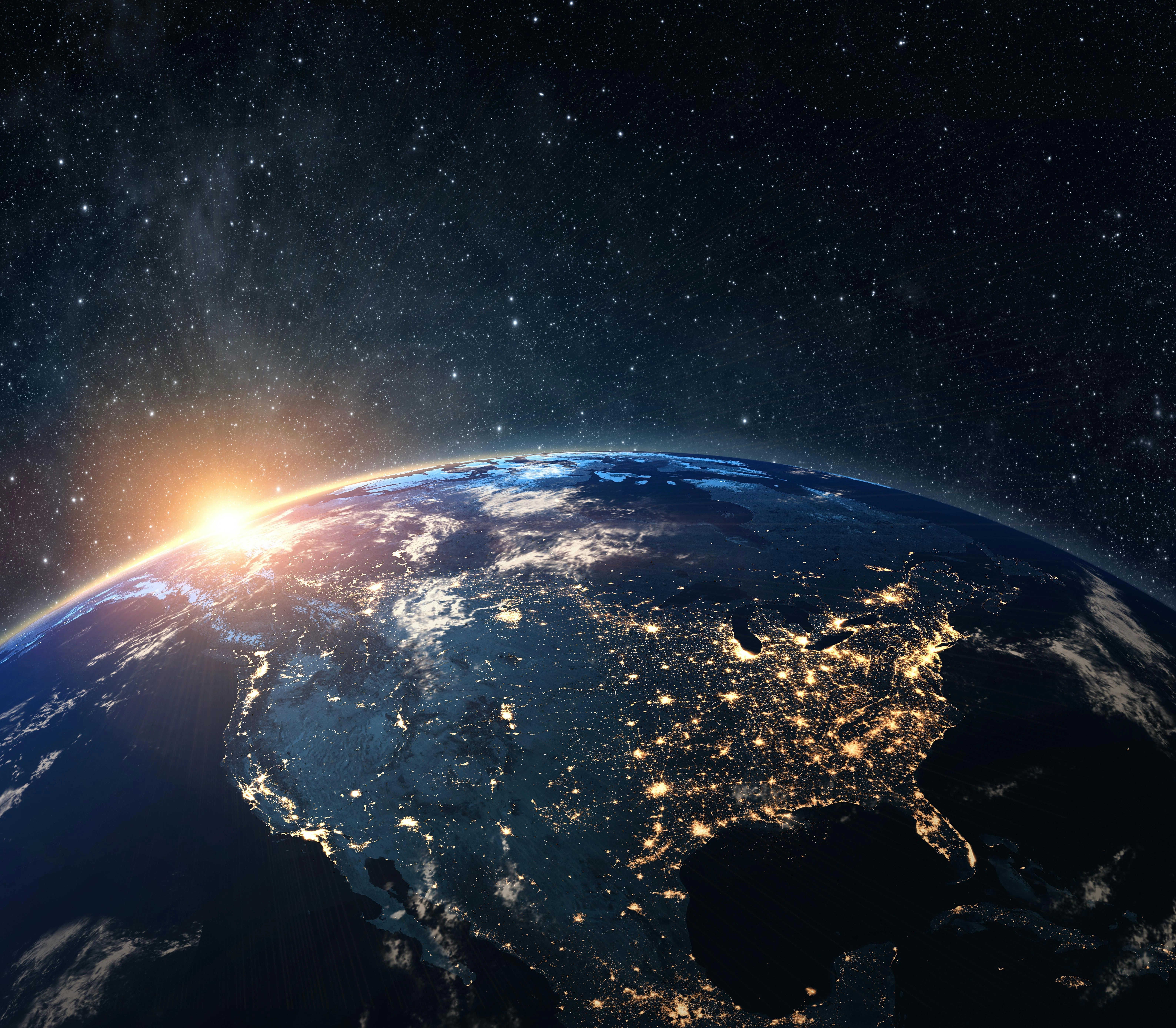 Earth from space at night