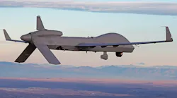 The MQ-1C Gray Eagle ER flying and shown in profile