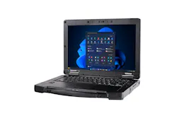 A photo of Panasonic's new ruggedized laptop open with Windows II on the screen A photo of Panasonic's new ruggedized laptop open with Windows II on the screen