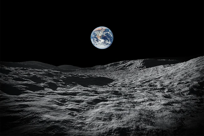 Earth as seen from the surface of the moon.