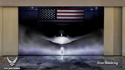 Shown is a graphical artist rendering of the Next Generation Air Dominance (NGAD) Platform. U.S. Air Force graphic. Shown is a graphical artist rendering of the Next Generation Air Dominance (NGAD) Platform. U.S. Air Force graphic.
