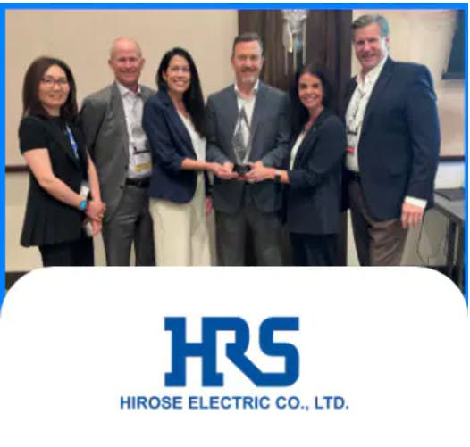 Representatives From Hirose Present The Mouser Team With The 2025 High Service Distributor Of The Year Award