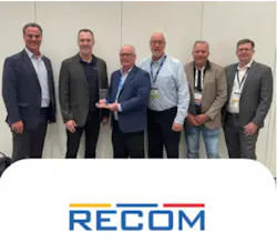 Representatives from RECOM Power present the Mouser team with the 2025 Americas High Service Distributor of the Year Award Representatives from RECOM Power present the Mouser team with the 2025 Americas High Service Distributor of the Year Award