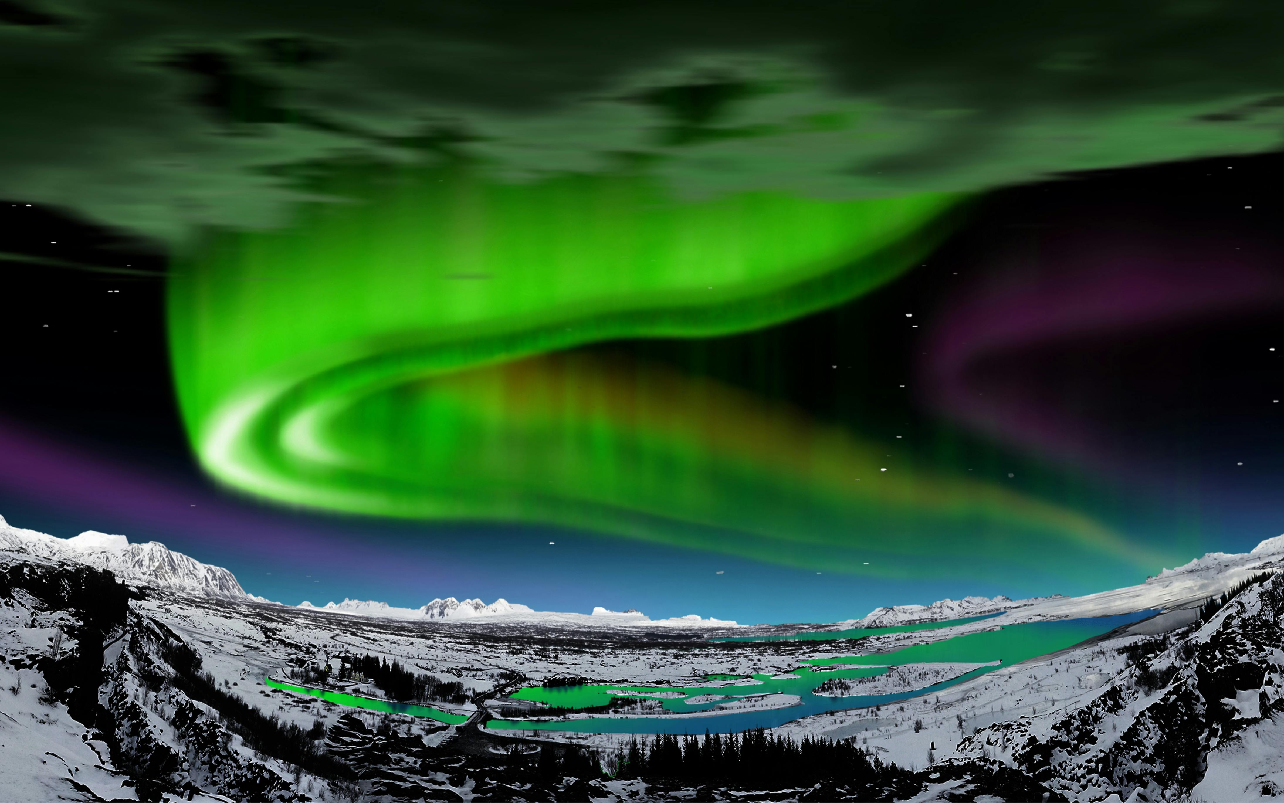 An aurora as seen from Iceland at night