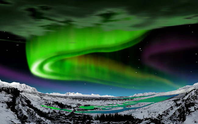 An aurora as seen from Iceland at night