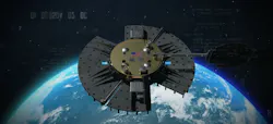 An artistic rendering depicts the Air Force Research Laboratory, or AFRL’s, Navigation Technology Satellite-3, or NTS-3, in simulated geosynchronous orbit. NTS-3 is an experimental platform designed to demonstrate technologies to increase resiliency, robustness, and reprogrammability of Position, Navigation, and Timing functionality in space. NTS-3's software-defined receiver, known as Global Navigation Satellite System Test Architecture, can receive and process new navigation signals that improve performance for U.S. forces in the presence of GPS interference or spoofing.
