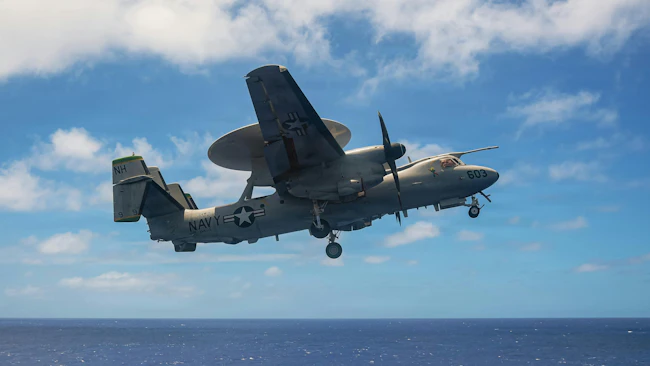 U.S. Navy E-2D Advanced Hawkeye, assigned to Airborne Command and Control Squadron (VAW) 115, takes off from the flight deck of the Nimitz-class aircraft carrier USS Theodore Roosevelt. U.S. Navy photo by Mass Communication Specialist Seaman Tyler Harstad.