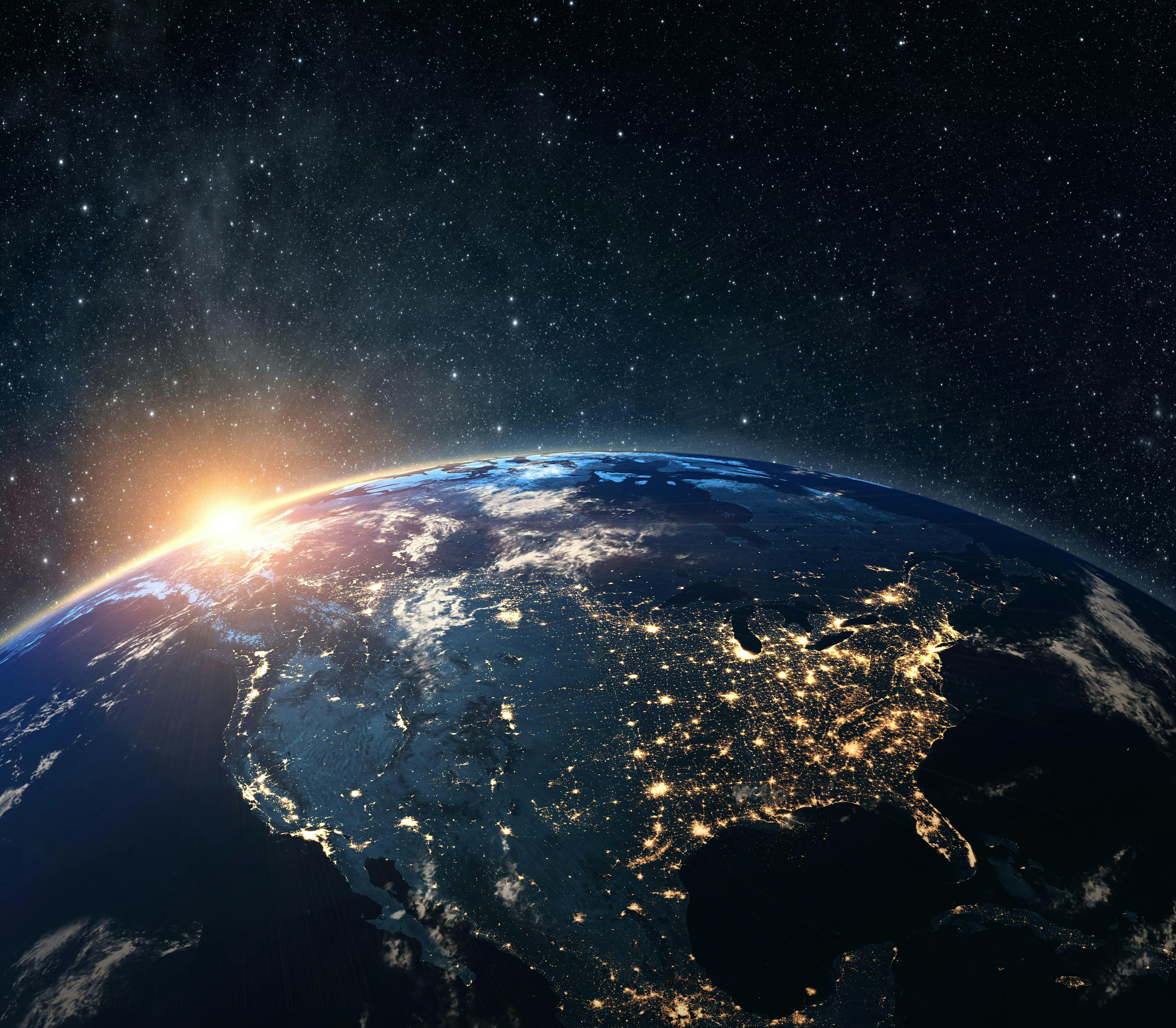 An image of the continental U.S. from space at night
