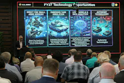 Marwane Bahbaz, chief technology officer for the U.S. Army’s Capability Program Executive Simulation, Training, Test and Threat (CPE ST3), speaks to representatives from industry and academia during a Technical Exchange/Industry Day in August in Orlando. Bahbaz highlighted CPE ST3 technology opportunities for fiscal year 2027 including direct fire small arms sensors, embedded tank simulation, leveraging artificial intelligence and data analytics, and autonomy technologies. The event also provided an update on the current CPE ST3 innovation prize challenge, fiscal year 2027 simulation and training contracting opportunities and desired outcomes, and a discussion on multinational interoperability architecture for live training systems. U.S. Army photo by Donnie Ryan.