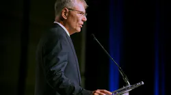 Secretary of the Air Force Troy Meink delivers a keynote address during the 2026 Air, Space and Cyber Conference at the National Harbor, Md., 14 Sept 2026. U.S. Air Force photo by Andy Morataya.