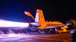An E/A-18G Growler, attached to Electronic Attack Squadron (VAQ) 141, launches from the flight deck of the Nimitz-class aircraft carrier USS George Washington (CVN 73). George Washington is deployed to the U.S. 5th Fleet area of operations to support maritime security and stability in the Middle East. U.S. Navy photo.