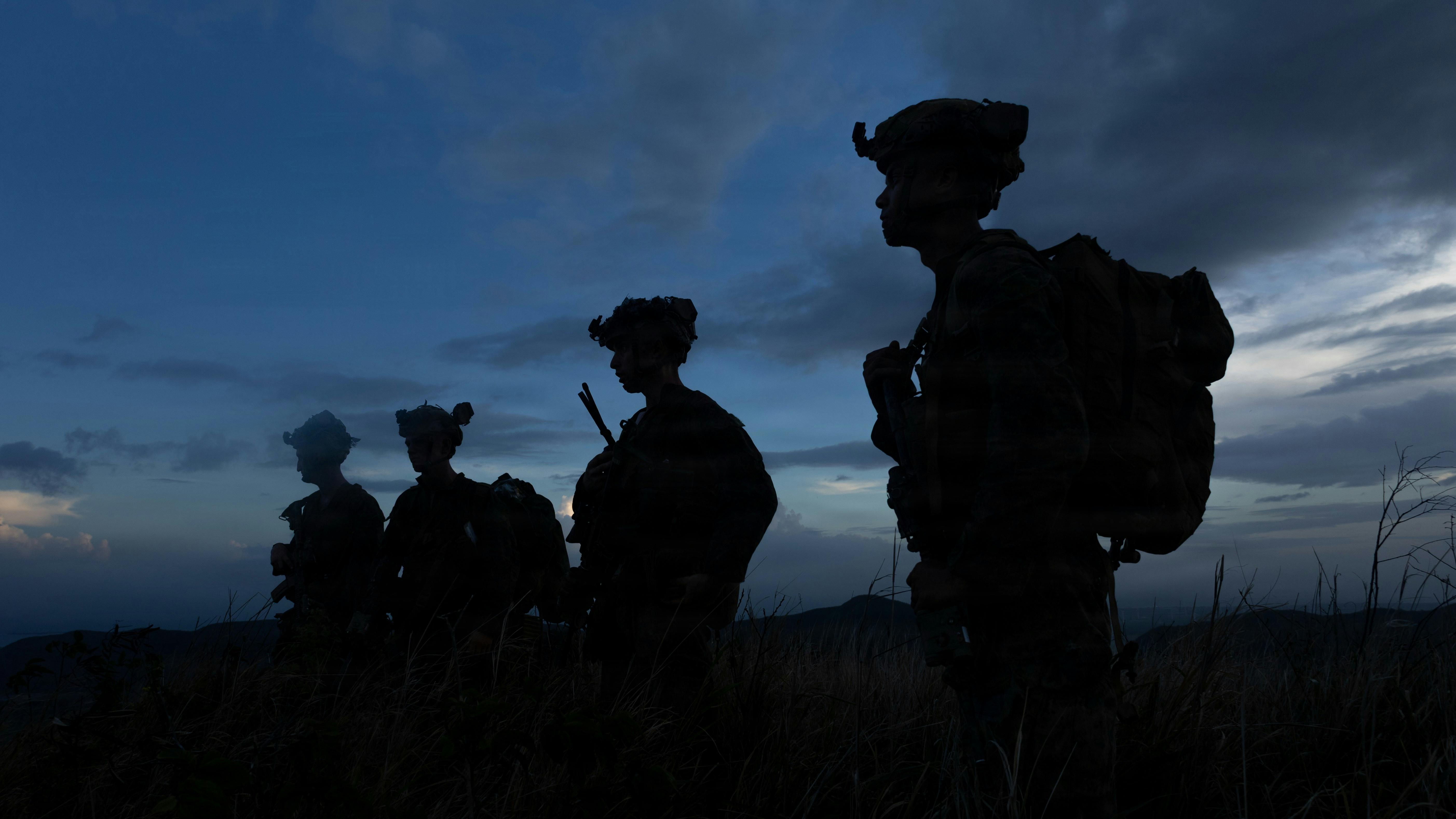 U.S. Marines with 3rd Battalion, 2nd Marine Regiment, Littoral Combat Force-24, prepare to set up an observation post during a patrol base exercise on Camp Santiago Joint Training Center, Puerto Rico. U.S. Marine Corps photo.