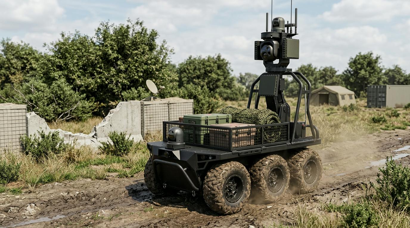 Firefly Gemini flash UGV operating in military environment.
