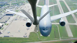 A KC-135 Stratotanker and KC-46A Pegasus conduct an aerial refueling dual flyover during the Frontiers in Flight Air Show and Open House at McConnell Air Force Base, Kan., These aircraft represent generations of innovation and support for the nation’s airpower. The KC-135 Stratotanker has been the backbone of the U.S. Air Force’s refueling fleet for decades, while the KC-46A Pegasus represents the Air Force’s newest generation of tanker aircraft, designed to deliver enhanced refueling, cargo, passenger, and aeromedical evacuation capabilities for future global mobility. U.S. Air Force photo by Senior Airman Patrick O’Neill.